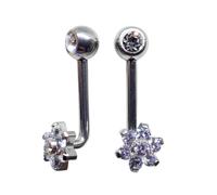 Piercing VCH Titanium Christina Bar 6 Clear CZ Flower Vertical Clitoride Bar
