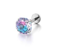 PiercingJak 16G Piercing Orecchio Zircone Dimensione Rosa in Titanio ASTM F136 Piercing lobo Orecchio Lucido CZ Sfaccettato per Tragus Cartilage Helix Conch Filettatura interna Stud Piercing Nostril