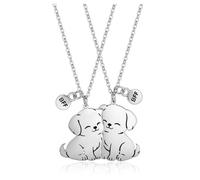 PiercingJak Collane Amicizia Duex Cani che Toccano per 2 Migliori Amici | BFF - Collana con ciondolo a forma di puzzle, in acciaio inossidabile, gioielli a lunga distanza, argento