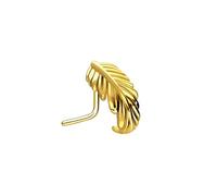 Piercingline® Acciaio chirurgico, piercing del naso, 0,8 mm, color oro rosa, piuma, colore: oro, cod. GL570J-6,5