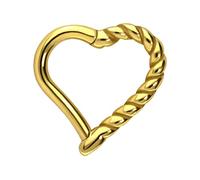 PIERCINGLINE Clicker in acciaio chirurgico | cuore + girato | Piercing anello per orecchio Helix Daith Tragus | colori assortiti, acciaio chirurgico 316L