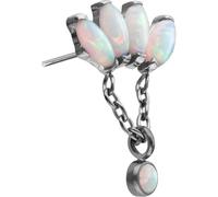 PIERCINGLINE Inserto in titanio con push-pin, luce della lottiera + opala sinetica, colore argento
