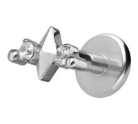 PIERCINGLINE Labret in titanio con filettatura interna a rombi + 2 cristalli, colore oro, argento, Stablänge: 7mm | Stabstärke: 1,6mm, titanio, rivestimento PVD, Senza gemme