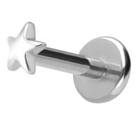 PIERCINGLINE Labret in titanio con filettatura interna + inserto in argento 925 a forma di stella, colore oro, argento, Stablänge: 8mm | Stabstärke: 1mm, titanio, argento, Senza gemme