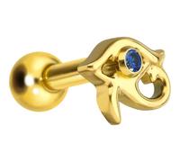 PIERCINGLINE Piercing a perno in titanio, con filettatura interna, occhio dell'Horus, colore oro e argento
