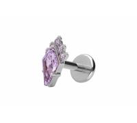 PIERCINGLINE Piercing a perno in titanio con placca di cristallo push-fit, colore oro e argento