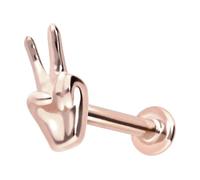 PIERCINGLINE Piercing per orecchio a forma di labret in oro 14 carati con segno di peace push fit, colore e dimensioni a scelta, 1 mm Stabstärke / 8 mm Stablänge, Oro 14 carati (585) titanio (grado 23