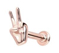 PIERCINGLINE Piercing per orecchio in oro 14 carati con filettatura interna PEACE segno colore e dimensioni a scelta, 1,2 mm Stabstärke / 10 mm Stablänge, Oro 14 carati (585), Moissanite