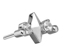 PIERCINGLINE Piercing Push Fit PIN inserti in titanio con perno push pin rute + 2 cristalli, colore oro, argento