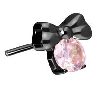 PIERCINGLINE Piercing Push Fit Pin, inserti in titanio con spinta e fiocco + cristallo - oro rosa, nero, oro, argento