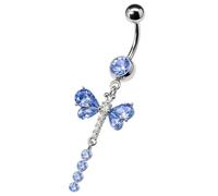 PIERCINGO Piercing da ombelico a forma di farfalla, in argento con zirconi, in acciaio chirurgico 316L, in acciaio inox, a banana, a forma di pancia, 1,6 mm x 10 mm, 1.6mm x 10mm (Banane), Acciaio