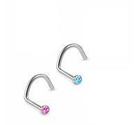 PIERCINGO TITAN G23 - Piercing per naso in titanio ASTM F136, con cristalli di zirconia, 0,8 mm, 6 mm