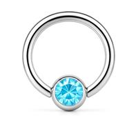 PIERCINGO® Titanio G23 - Anello a sfera con zirconi e strass, in argento, per naso, orecchio, labbro, sopracciglio, BCR, anello segmentato, titanio ASTM F136, 1.6 x 10 x 5 mm, Titanio G23, Titanium