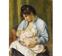 Pierre-Auguste Renoir - Una Donna Che Allatta Un Bambino Riproduzioni Quadro Stampa su Tela Arrotolata 45X60 cm - Madre E Figlio Dipinti Decorazione da Parete
