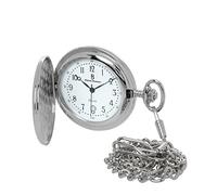 Pierre Bonnet 2235 Orologio da Tasca Uomo con Coperchio Savonette a Scatto - Acciaio con Finitura IPS - Movimento al Quarzo Preciso - Catena Inclusa - Stile Vintage Classico - Con Shopper Regalo