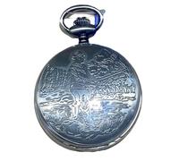 Pierre Bonnet Orologio da Tasca Vintage con Catena - Movimento al Quarzo, Cassa Incisa Scena di Pesca, Quadrante con Datario, Idea Regalo per Pensione, Anniversario e Collezionisti (PECSATORE)