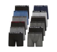 Pierre Calvini (Confezione da 6/12), con Elastico in Vita, con Bottoni e Design Elasticizzato, Biancheria Intima da Uomo Traspirante Adatta per Ogni Occasione Multicolore (Nero/Grigio/Blu), M