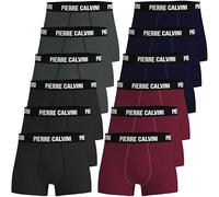 Pierre Calvini - Hipster - Boxer in confezione da 12 in nero, comodi e traspiranti, biancheria intima da uomo, in cotone, in 2 versioni, Basic Boxer, Multicolore/scuro, L