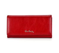 Pierre Cardin 06 Italy 100, Portafoglio Donna Grande, Rettangolare, 2 Portafogli, 3 Scomparti Separati, 9 Slot per Carte, Clip Chiuso, Pelle Naturale, Rosso, 9,5 x 18,5 x 3,5 cm