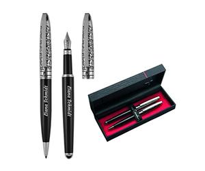 Pierre Cardin® JACQUES Set di penna a sfera e penna stilografica con incisione, penne di alta qualità, astuccio elegante, regalo personalizzato, nome, inciso, anniversario, compleanno