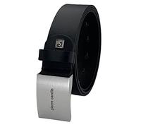 Pierre Cardin Mens leather belt/Mens belt, leather belt curved with plate buckle, black, Größe/Size:90, Farbe/Color:nero