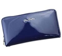 Pierre Cardin Portafoglio da donna in pelle naturale, design a matita, con scomparti intercambiabili con cerniera, scomparti per carte di credito, comodo, funzionale, moderno, Blu, 05 LINE, Moderno