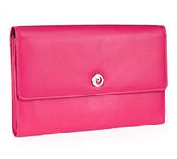 Pierre Cardin Portafoglio da viaggio da donna in vera pelle con 4 soffietti - Nappa multiple slot per schede morbido, liscio, durevole e a prova di pieghe, Rosa brillante, M