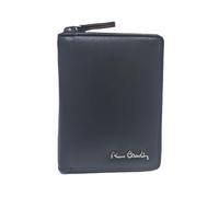 Pierre Cardin Portafoglio in Vera Pelle Verticale con Zip e Logo in Metallo Brunito, 6 Scomparti Carte, Doppio Scomparto Banconote, Portamonete, Dimensioni 12X9,5,2 Art. 8818 b, Colore Nero