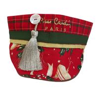 Pierre Cardin Portapane Portacialde Natalizia con Bordo e Nappine Cotone Rosso