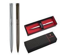 Pierre Cardin® RENEE - Penna a sfera con incisione, astuccio di alta qualità, mina blu, elegante regalo personalizzato, nome, inciso, anniversario, compleanno (Gunmetal)