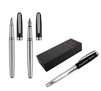 Pierre Cardin Set di Penne Christophe Penna a Sfera Penna E Penna Stilografica Cromato-Nero Con Laser Incisione Zum Compleanno