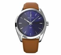 Pierre Lannier 1977 Orologio Uomo Automatico Acciaio Pelle Marrone 1977, blu