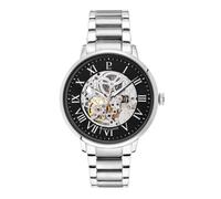 Pierre Lannier 317B131 - Orologio da uomo automatico, 42 mm, quadrante nero, cinturino in acciaio