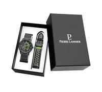 Pierre Lannier Coffret Homme PADDOCK Black dial Black perforated leather strap PaddockNoir
