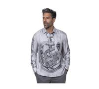 Pierre-Louis Mascia - Camicia Grigia a Maniche Lunghe in Raso a Motivi - -Shirts -Uomo -Multicolore -M