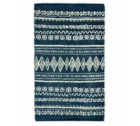 Pierre Tappeti Tappeto ETHNIC BLU stile berbero kilim effetto stone washed 100% cotone annodati a mano, passatoia stuoia cucina multiuso lavabile cm.55x110
