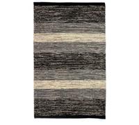 Pierre Tappeti Tappeto HAPPY GRIGIO disegno a righe 100% cotone annodati a mano, passatoia stuoia cucina multiuso lavabile cm.55x140