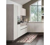 Pierre Tappeti Tappeto LOVELY beige rosso moderno cuori, passatoia cucina multiuso lavabile antiscivolo cm.55x140