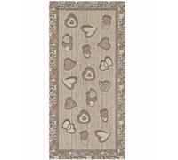Pierre Tappeti Tappeto LOVELY beige tortora moderno cuori, passatoia cucina multiuso lavabile antiscivolo cm.55x280