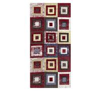Pierre Tappeti Tappeto moderno QUADRI ROSSO geometrico contemporaneo mutlicolore, arredo casa salotto soggiorno camera lavabile antiscivolo cm.65x110