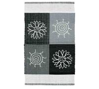 Pierre Tappeti Tappeto SUMMER GRIGIO disegno sole e fiori 100% cotone annodati a mano, tappetino stuoia bagno multiuso lavabile cm.50x80