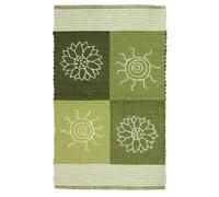 Pierre Tappeti Tappeto SUMMER VERDE disegno sole e fiori 100% cotone annodati a mano, passatoia stuoia cucina multiuso lavabile cm.55x180