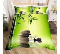 Pierre Zen - Copripiumino in bambù verde, set copripiumino per meditazione, set da letto 220 x 240 cm, Tranquil Nature opera d'arte ultra morbida, decorazione per camera da letto, natura a tema