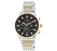 Pierrini Cronografo da uomo, in acciaio inox, con cronometro, datario, cassa da 45 mm, design sportivo, elegante, lancette luminescenti, impermeabile a 3 ATM, bicolore/nero, Bracciale