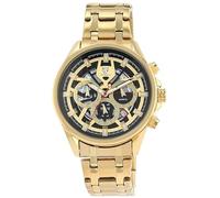 Pierrini Orologio cronografo da uomo - orologio da polso da uomo in acciaio inox con cronometro, data e visualizzazione 24 ore - orologio sportivo al quarzo con scatola regalo - orologio da uomo, oro