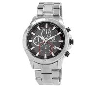 Pierrini Orologio da polso da uomo, in acciaio inox, con cronometro, datario e lancette luminose, orologio al quarzo, sportivo, impermeabile, con confezione regalo, argento/antracite, Bracciale