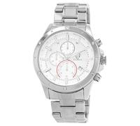 Pierrini Orologio da polso da uomo, in acciaio inox, con cronometro, datario e lancette luminose, orologio al quarzo, sportivo, impermeabile, con confezione regalo, argento/bianco-argento, Bracciale