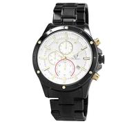 Pierrini Orologio da polso da uomo, in acciaio inox, con cronometro, datario e lancette luminose, orologio al quarzo, sportivo, impermeabile, con confezione regalo, Nero/bianco-argento, Bracciale