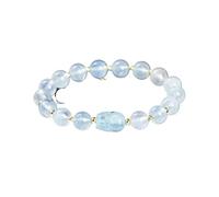 Pietra Ametista Grigio di luna Intagliata Ricchezza Pixiu Bracciale con perline Braccialetti elasticizzati fatti a mano lusso da donna(Aquamarine)