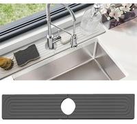 Pietra che assorbe l'acqua per lavello, tappetino scolapiatti in pietra, tappetino per rubinetto in pietra, per cucina e bagno (grigio scuro, 60 x 10 cm)